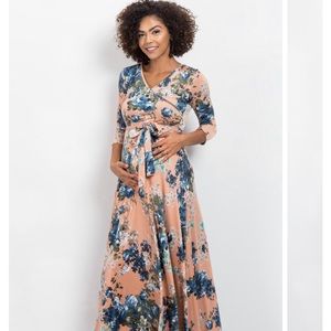 Pinkblush maternity / nursing floral wrap maxi